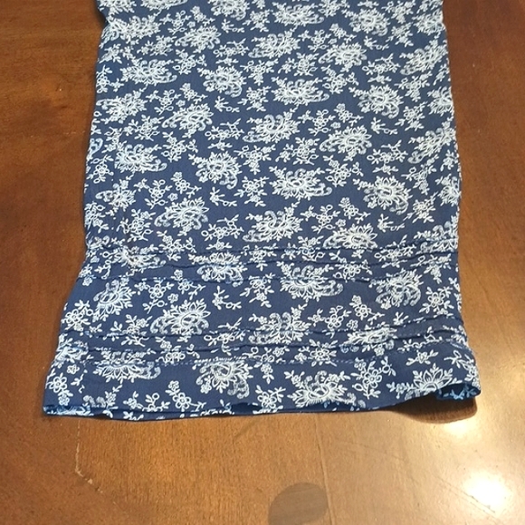 April Cornell Pants Blue&White 100% Rayon Women Waist 30" w/ Elastic Size Large - Picture 8 of 9